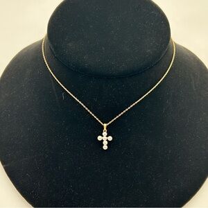 Gold Tone Sterling Silver Cross Necklace